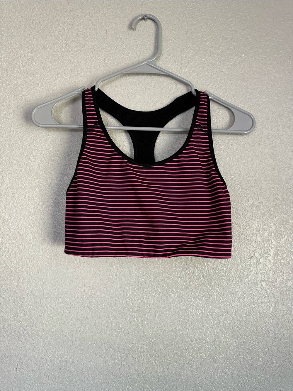 Old Navy Active Go-Dry Pink Striped Razorback Sports Bra